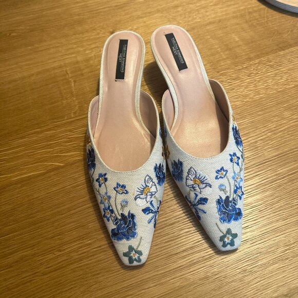 Bone Tabitha Simmons x Next Embroidery Kitten Mules - Picture 7 of 10